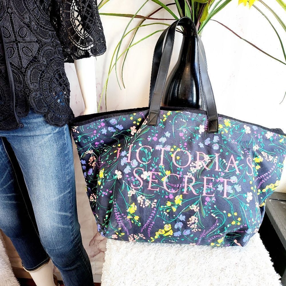 PINK Victoria's Secret floral canvas weekender bag